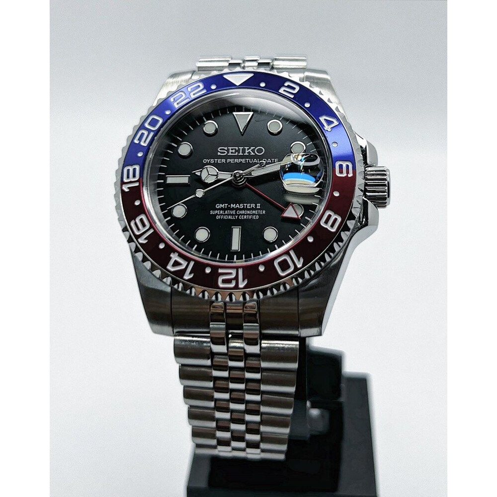 Custom Seiko Mod • Pepsi (aluminum) GMT-Master II on jubilee